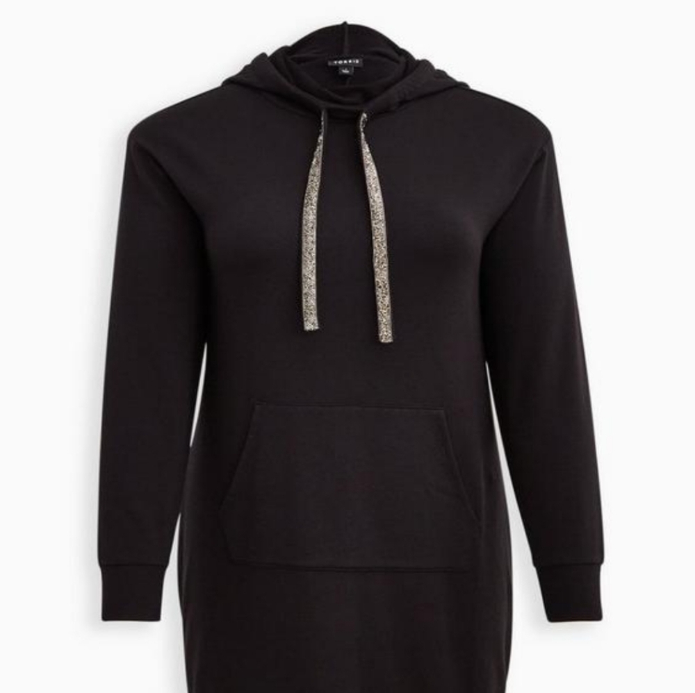 Torrid Black Hoodie Dress with Sparkling Drawstrings